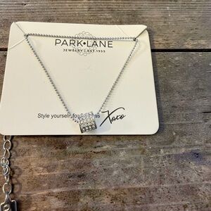 Park Lane Silver Crystal Pave Cube Necklace
